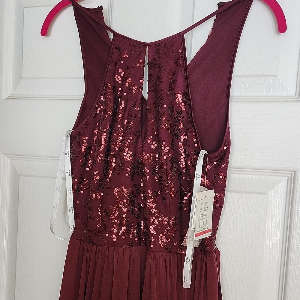 David's Bridal Burgundy Maxi Dress - Picture 3 of 11